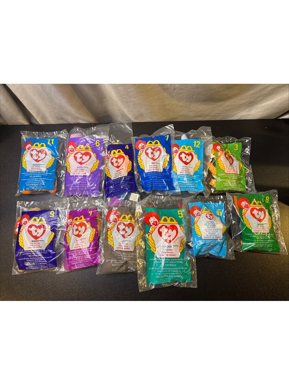 Mystery Bag of 12 McDonalds Ty Beanies 1990's Factory Sealed